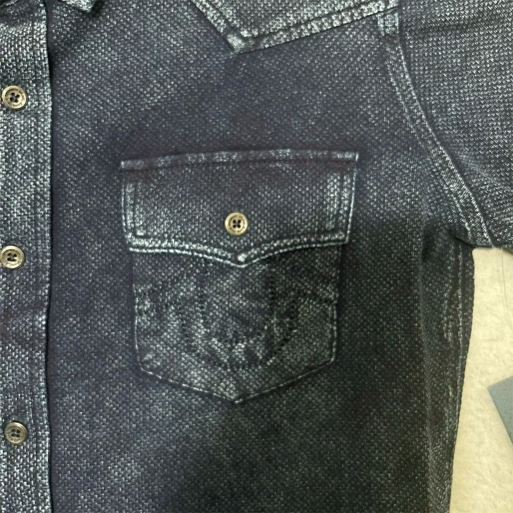True Religion Shirt Kids XL Indigo Knit Button-Up Shirt Long‎ Sleeve Casual